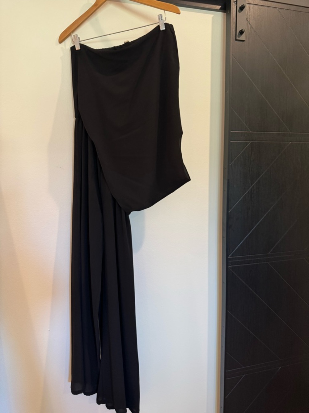 Tyche Black Asymmetric Draped One Shoulder Jumper Size Medium